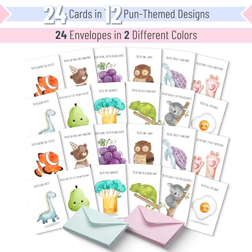 Mr. Pen- Funny Notecards with Envelopes, 24 Set, Funny Cards for Kids - size: 4x6 inches