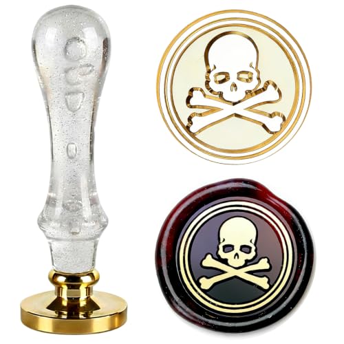 LANKIN Skull Wax Seal Stamp, Halloween Theme; 25mm Brass Head - color: Skull