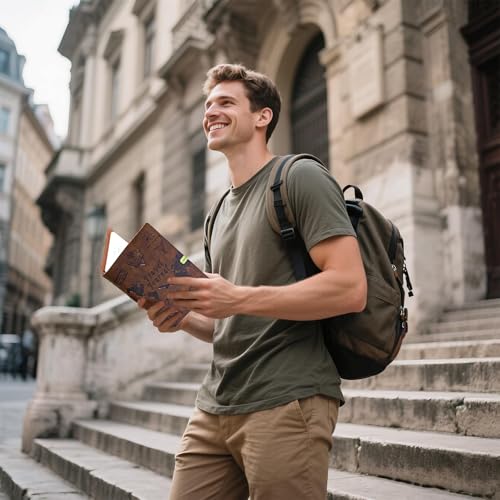 Travel Journal for Women Men and Couples, Leather Travel Notebook - color: Brown