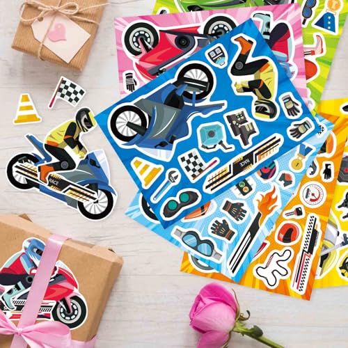 24 Sheets Motorcycle Stickers, Make a Motocross Face Sticker - style: Motorcycle