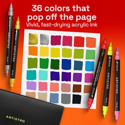 ARTISTRO 36 Dual-Tip Acrylic Paint Marker Pens for Drawing - color: Multicolor, size: 36