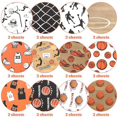 24 Sheets Basketball Pattern Scrapbook Paper, 11.8x11.8 Inch Double-Sided Print Basketball Patterned Decorative Craft Paper, Scrapbook Specialty Papers for Card Making Photo Album Decor - color: WW027YDLQGL