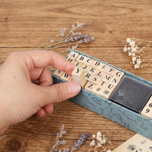 40 Pcs Rubber Letter Stamps Wooden Number Symbol Alphabet Stamp Set