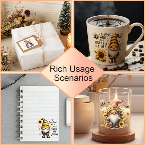 4 PCS Watercolor bee Gnomes Cuttable UV DTF Stickers - style: watercolor bee gnomes