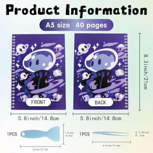 CRASPIRE Reusable Sticker Collection Book 40 Pages Planet Album Sticker Storage 8.26x5.82In Double-Sided Waterproof Blank Pasteable Notebook with Tools for Adults Release Paper Holder Saver Organizer - style: Planet-036