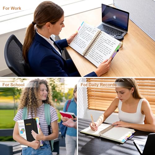 Hardcover Spiral Notebook Journal with Removable Dividers Tabs - color: Black, size: 8.5"x11"