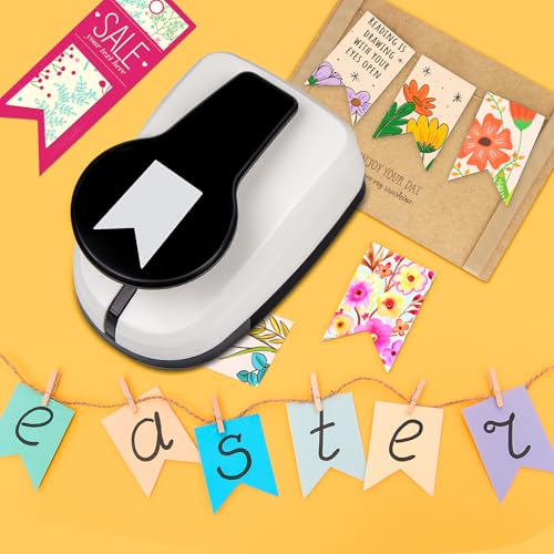 Paper Punches Tag Punches for Paper Crafts 1.9 inch Banner Hole Punch | Scrapbook Punch, Banner Punch for Paper Crafts, Cardstock, Journal, Festival Wedding Classroom DIY Projects, Card Making - style: Banner