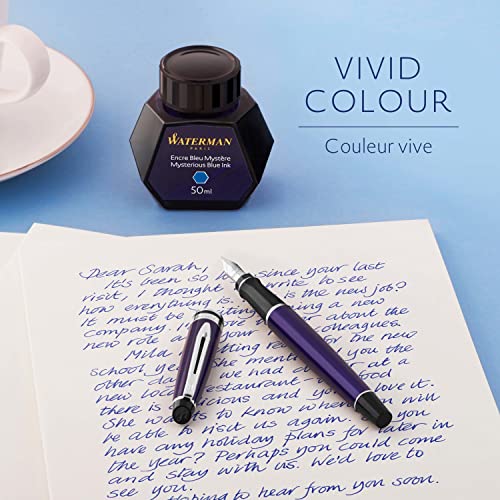 Waterman Fountain Pen Ink Bottle, Mysterious Blue, 50ml, 1 Count - color: Mysterious Blue