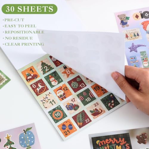 600+ PCS Cute Christmas Scrapbook Sticker Book, Holiday Decor & Ins Little Object Theme Stickers, Art Scrapbook Supplies for Adults Teens Women Girls Junk Journaling Planner Crafts - style: Christmas Style
