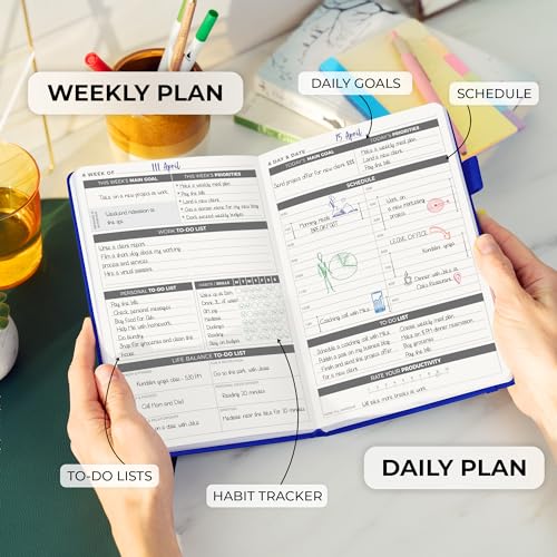 Clever Fox Daily Planner, Undated Professional & College Day, Dark Blue - color: Dark Blue (Undated)