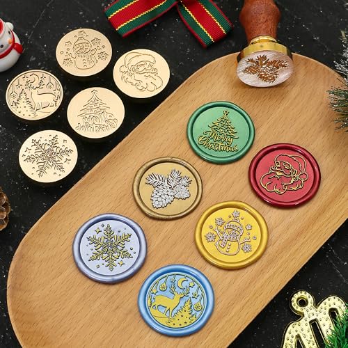 SWANGSA Christmas Wax Seal Stamp Kit with Sealing Wax Beads | Wax Stamp Seal Kit for Wedding Invitations, Envelopes, Snail Mails, Wine Packages, Christmas Cards, Gift Wraps - color: Christmas