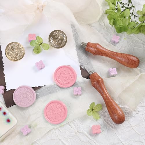 Initial Letter Alphabet S Wax Seal Stamp, Wicker Eucalyptus Sealing With Flower for Wedding Invitation, Gift Wrap, Envelopes, Christmas Card - style: Initial S