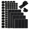 138 Sets Nylon Heavy-Duty Hook and Loop Tape, Various Sizes for Crafts, Office Use, and Wall Mounting - size: 138 Sets - Various Sizes Black