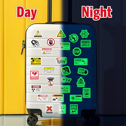 Glow in The Dark Safety Warning Signs Stickers for Water Bottles - color: Luminescent-384kshr