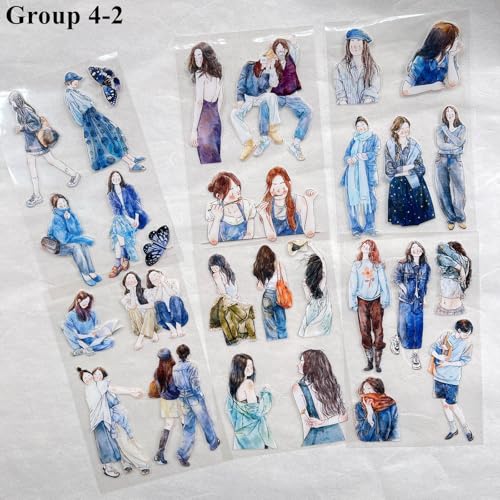 117PCS Vintage PET Stickers,DingDing M6 Total 4 Groups,Mini Pre-Cut,Original Design for Scrapbook,Journal,DIY Crafts & Decoration