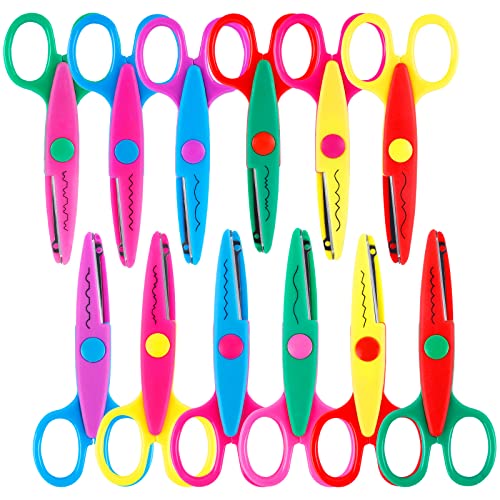 UCEC Craft Scissors Decorative Edge, 12 Pack, Bright Zig Zag Scissors - color: 12 Pack