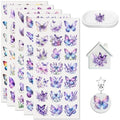 105 PCS Purple Butterfly Flower UV DTF Stickers | Durable no-heat cold Rub on stickers for keychains and party decorations.for DIY crafts and drinkware decoration - style: Purple Butterfly Flower