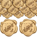 SWANGSA Initial Alphabet Wax Seal Stickers, 50 Pcs Antique Gold 3D Floral Letter H Envelope Seal Stickers Self- Adhesive, Perfect for Wedding Invitation, Christmas, Gift Wrapping - size: 50, style: H