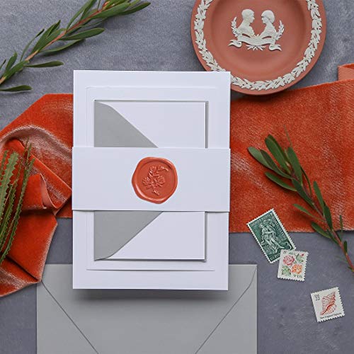 UNIQOOO Mailable Glue Gun Sealing Wax Sticks for Wax Stamp - Terra Cotta Orange, Fall Color Palette for Autumn Wedding Invitation, Cards Envelope, Snail Mail, Craft Project, Gift Idea, Pack of 8 - color: Terra Cotta
