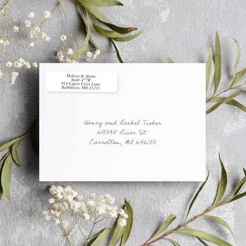 White Personalized Return Address Labels with Elegant Dispenser - Roll of 500 Custom Stickers - color: White, size: 500 Labels