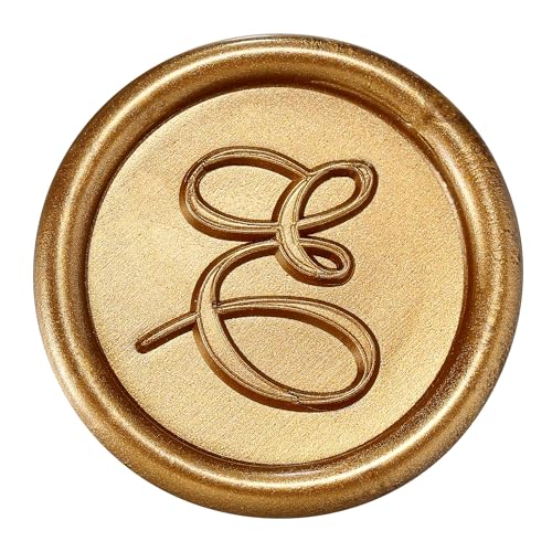 Yoption Handwritten Initial Alphabet Wax Seal Stamp, Letter E | Brass Head and Wooden Handle Sealing Stamp for Wedding Invitations, Envelopes, Christmas Cards, Gift Wrapping, Snail Mails - style: E
