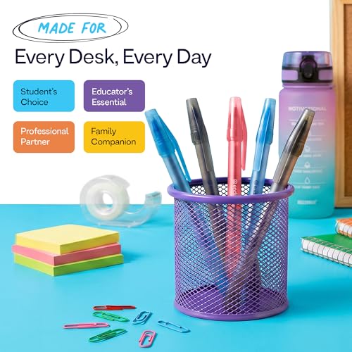 Enday Pens Ballpoint, Long Lasting Ink Pens Bulk 240 Pack (100 Black, 100 Blue & 40 Red), Smooth and Consistent Writing Pens, Medium Point (1.0mm) Flexible Round Barrel for Writing Comfort - color: Black, Blue & Red