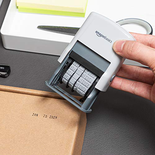 Amazon Basics Self-Inking Date Stamp for Office Documents, Rectangular, 2.56" x 1.69" x 4.13"