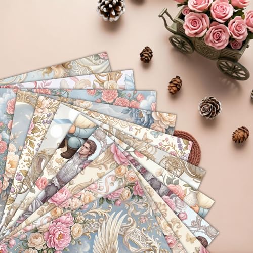 24 Sheets 11.8 x 11.8 Inch Fantasy Princess Scrapbook Paper, Double Sided Decorative Craft Paper for Junk Journals, DIY Card Making, Photo Album, Gift Wrapping & Invitations - color: White Princess