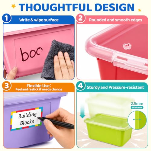 GAMENOTE 6 Quart Storage Bins with Lids, Macaron 6 Pack, Stackable Boxes - color: Macaron
