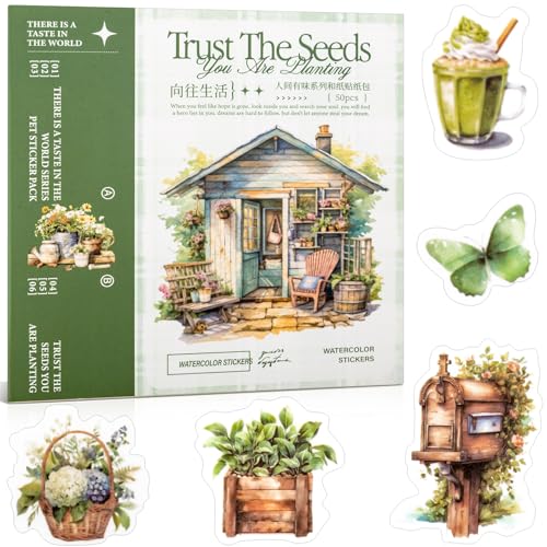Beautiful Garden Theme Sticker Scrapbooking Supplies for Junk Journal, 50 Sheets Washi Stickers - Vintage Journaling Stickers, Ephemera Sticker Book Pre Cut(TZ-005-005) - color: Yearning for a Better Life