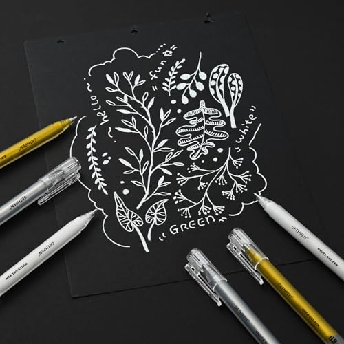 GETHPEN White Gel Pens, 0.6mm Fine Point Opaque Archival Ink Pens, 3 Pack | Opaque White Archival Ink Pens for Black Paper Drawing, Sketching, Illustration, Bullet Journaling - size: 0.6 mm, style: 3 Pack White