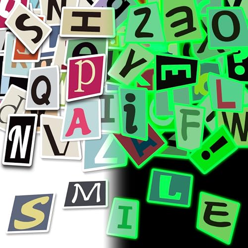 108 Pcs Alphabet Stickers Glow in The Dark, Vinyl Letters A-Z Water Bottle Sticker Pack for Teens, Waterproof Skateboard Laptop Decals for Adults Kids Girls Boys - color: Alphabet-ls015