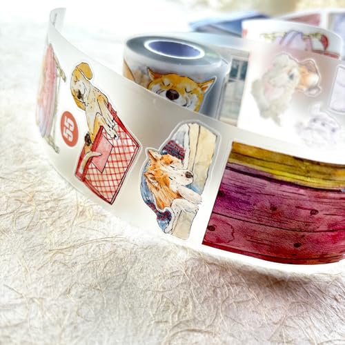 DingDing Vol.15-55 Here's a Dog, Matte PET Washi Tape, Kiss-Cut 2.36 in x 10.94 yd, Vintage Pet Tapes, Washi Stickers for Scrapbooking, Planner Stickers, Bullet Journal, Scrapbook Tape - style: Matte PET