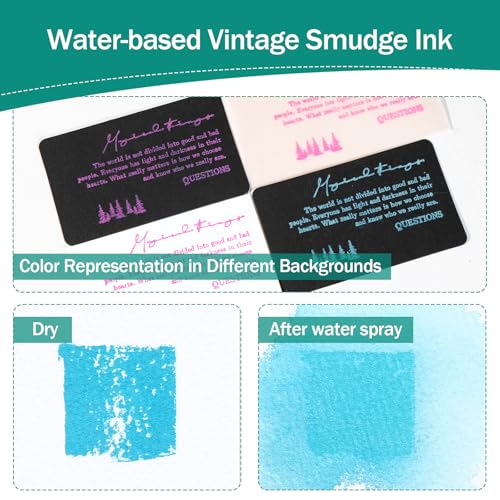 CraftyManor Masked Impression Large Ink Pads for Stamps, Water Based Smudge Chalk Stamp Pad for Scrapbooking, Journaling, Card Making, DIY Craft Scrapbook Supplies for Adults (#CM256405) - color: #CM256405 Pure Lilac、Cherry Blossom、Willow Bud、Clear Sky