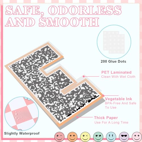 Mooliwe 94 Pcs Composition Checkered Bulletin Board Decor Set - style: Composition Checkered