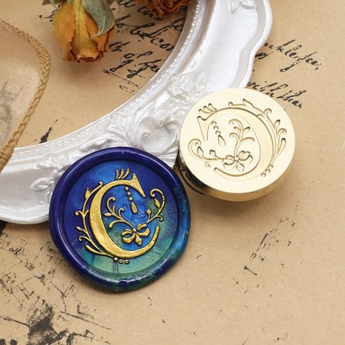 SWANGSA Initial Alphabet C Wax Seal Stamp Kit, Classic Retro Letter Sealing Stamp with 200pcs Sealing Wax Beads Kit for Wedding Invitations Cards Envelopes (C) - color: C