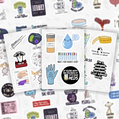 100Pcs Funny Healthcare Stickers for Water Bottle and Laptop - Healthcare Worker Accessories Party Supplies & Decorations, Waterproof Vinyl Decals, Medical, Doctor, Gifts for Women & Men - color: Healthcare Stickers