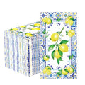 100Pcs Lemons Paper Napkins 3Ply Blue Tile Pattern Italian Bathroom Napkins - style: 100Pcs Lemons Napkins