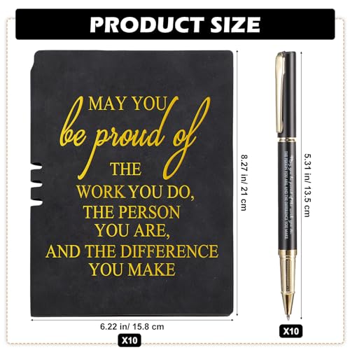 Kosiz 20 Pcs/ 10sets Inspirational Gift Bulk A5 Leather Notebooks Journal with Motivational Ballpoint Pens for Employees Coworker Back to School Teacher Appreciation Gift Housekeeping Week (Black) - color: Black