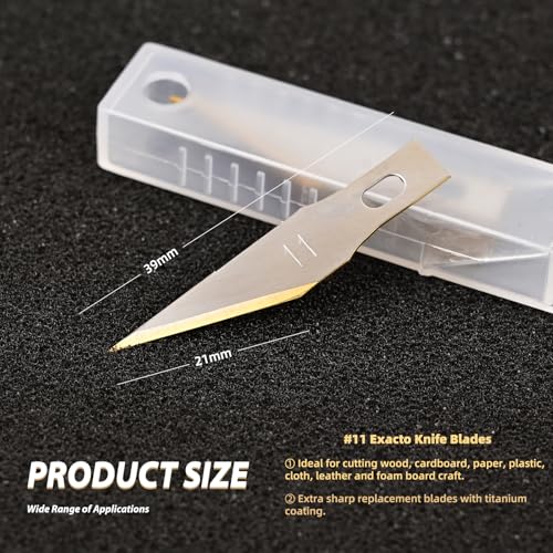 EHDIS Exacto Hobby Knife Set, Precision Art Craft Utility Knife Kit with 10PCS # 11 Titanium Coated Blade Refill for Working-Stencil, Scoring, Scrapbooking, Architecture Modeling, Crafting - color: Grey