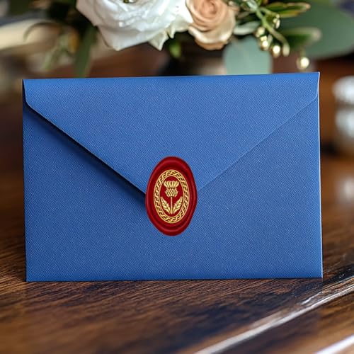 Thistle Wax Seal Stamp Replaceable Envelopes DIY Seal Stamp Vintag Flower Oval Brass Head Wooden Handle for Gift Wrap Birthday Party Invitation Card Wine Packages Back to School - style: Thistle