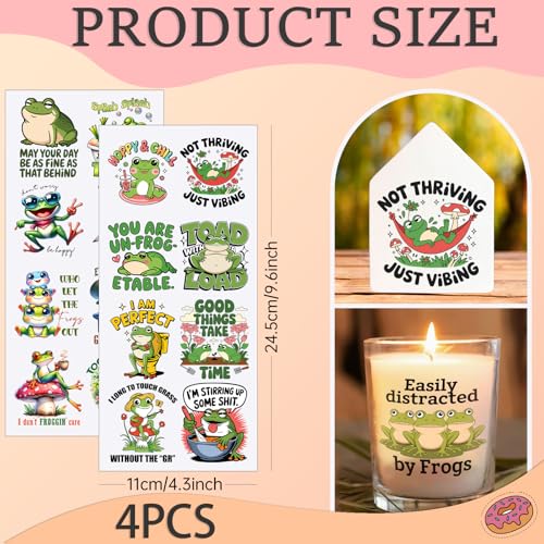 4 PCS Frog Quote Cuttable UV DTF Stickers - style: frog quote