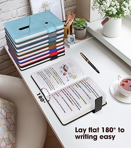 vfaejll Lined Notebook with Pen, 5.9"x8.4" A5 Hardcover Leather Journal Set - color: Black