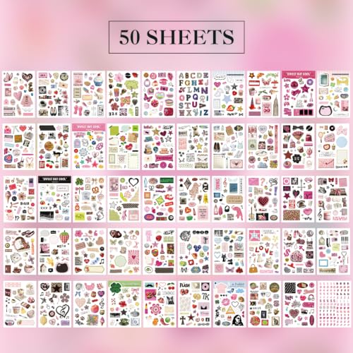 1200+ Sweet Cool Sticker Book, Cute Pink Vintage Small Stickers for Scrapbooking, Aesthetic Art Scrapbook Supplies for Adults Teens Women Girls Junk Journal Journaling - style: Aesthetic Style 4