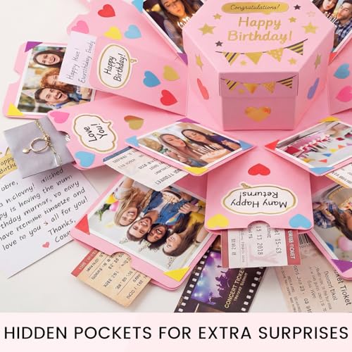Koogel Pink Explosion Gift Box Photo Album with DIY Accessories - color: Pink
