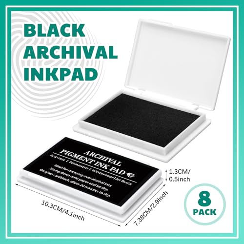 MotiMind 8 Pcs Archival Pigment Waterproof Ink Pad for Stamps, Black - color: Black