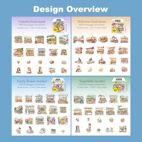 80 Pcs Farmers Market Stickers for Scrapbooking and Journaling - color: Boutique Market