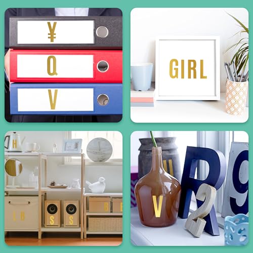 800 Pcs 48 Sheets Letter Stickers,Large Alphabet Number Stickers (Gold) - color: Gold