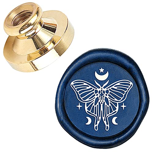 CRASPIRE Moth Moon Magic Wax Seal Stamp Head Only Replacement 25mm Vintage Butterfly Flying Sealing Wax Stamp Heads No Handle for Halloween Envelopes Cards Invitations Wedding Christmas Party - style: Flower Moth
