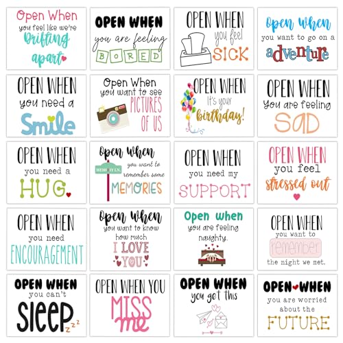 20 Pieces Open When Envelopes - Open When Letters Kit Long Distance Relationship Gifts, Open When Envelopes for Boyfriend, College Going Away Gifts, Open Me When Leaving Home Gift for Girlfriend